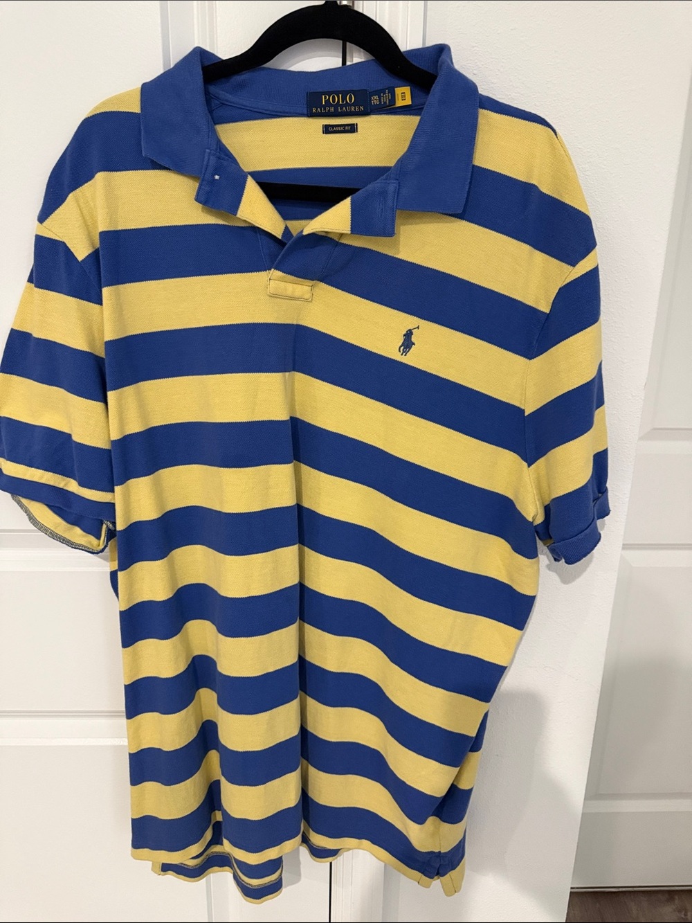 Polo by Ralph Lauren Yellow and Blue Striped Polo Shirt - Mens - Picture 2 of 4